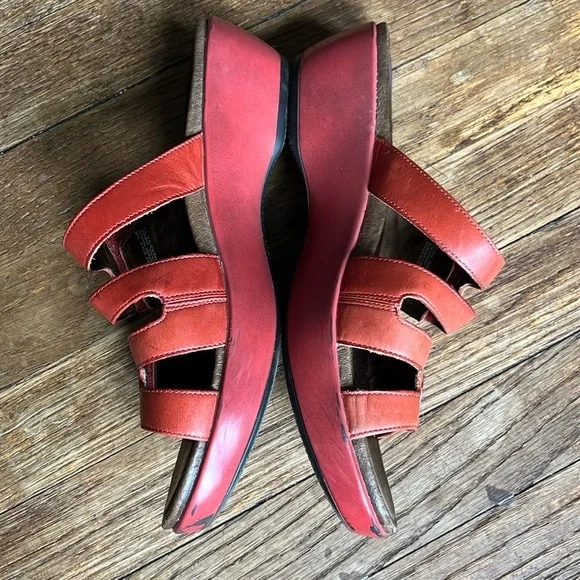 Dansko platform slide sandals orange leather swirl 38 fits US 7.5 & 8 - Picture 2 of 15